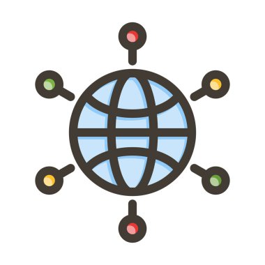 Kişisel ve Ticari Kullanım İçin Renk Simgesi Doldurulmuş Dünya Genelinde Vektör Kalın Çizgisi