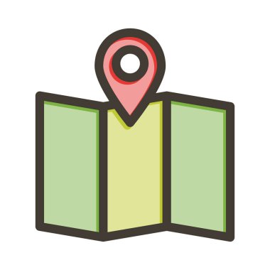 Harita Vektör Kalın Çizgisi Kişisel ve Ticari Kullanım için Renk Simgesi Dolduruldu