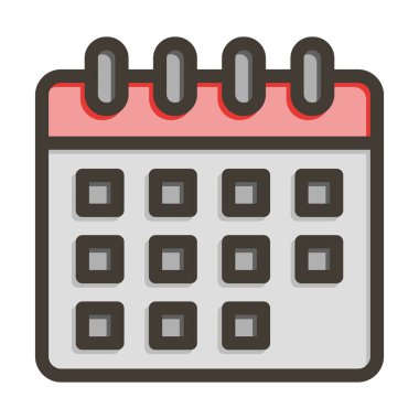 Kişisel ve Ticari Kullanım İçin Renk Simgesi Doldurulmuş Takvim Vektörü Kalın Çizgisi