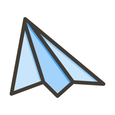 Kağıt Uçak Vektör Kalın Çizgisi Kişisel ve Ticari Kullanım İçin Renk Simgesi Dolduruldu