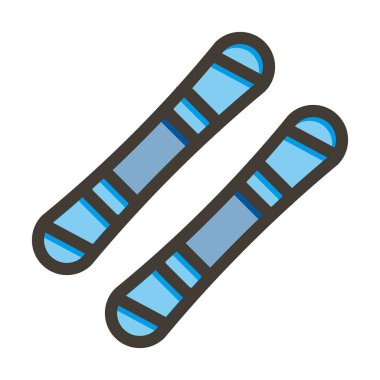 Kişisel ve ticari kullanım için Renk Simgesi Doldurulmuş Snowboard Vektör Kalın Çizgisi