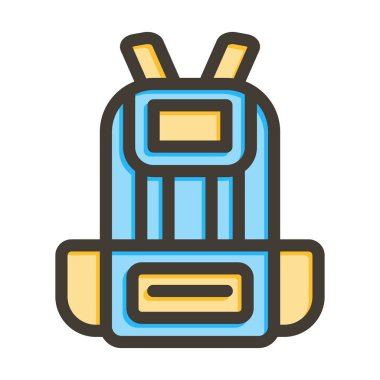 Kişisel ve ticari kullanım için Renk Simgesi Doldurulmuş Sırt Çantası Vektör Kalın Çizgisi