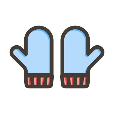 Kişisel ve Ticari Kullanım İçin Renk Simgesi Doldurulmuş Mitten Vektör Kalın Çizgisi