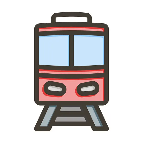 Train Vector Thick Line Colors Icon Für Den Persönlichen Und — Stockvektor