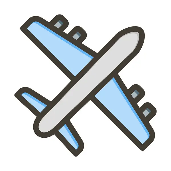 Plane Vector Thick Line Colors Icon Für Den Persönlichen Und — Stockvektor