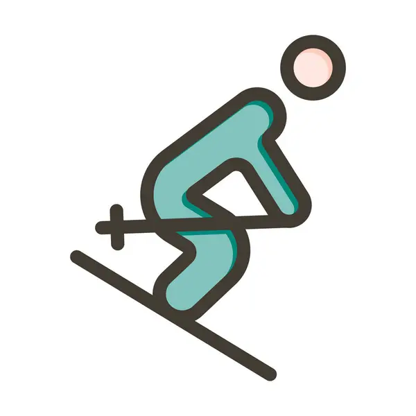 Лыжный Вектор Толстая Линия Заполненные Цвета Значок Личного Коммерческого Использования — стоковый вектор