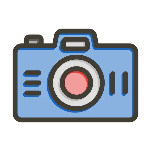 Camera Vector Thick Line Filled Colors Icon Personal Commercial Use — Stock Vector