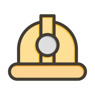 Hard Hat Vektör Kalın Çizgisi Kişisel ve Ticari Kullanım İçin Renk Simgesi Dolduruldu