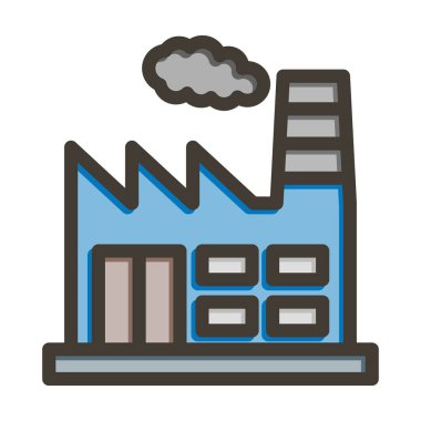 Kişisel ve ticari kullanım için Renk Simgesi Doldurulmuş Fabrika Vektör Kalın Çizgisi