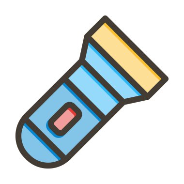 Meşale Vektörü Kalın Çizgisi Kişisel ve Ticari Kullanım için Renk Simgesi Dolduruldu