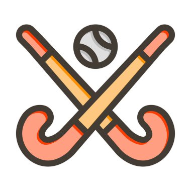 Kişisel ve Ticari Kullanım İçin Renk Simgesi Doldurulmuş Hokey Vektörü Kalın Çizgisi