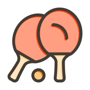 Kişisel ve ticari kullanım için Renk Simgesi Doldurulmuş Masa Tenisi Vektörü Kalın Çizgisi