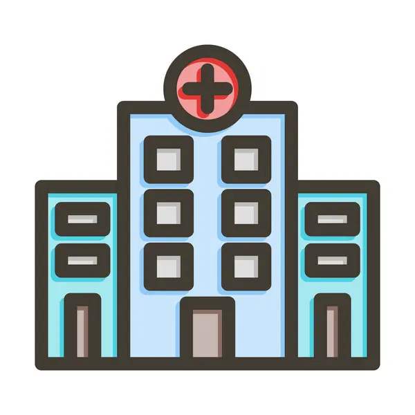 Krankenhaus Vector Thick Line Colors Icon Für Den Persönlichen Und — Stockvektor