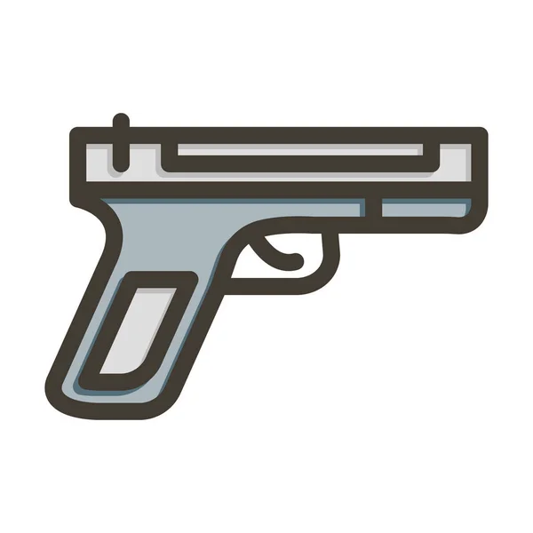 Pistol Vector Thick Line Colors Icon Für Den Persönlichen Und — Stockvektor