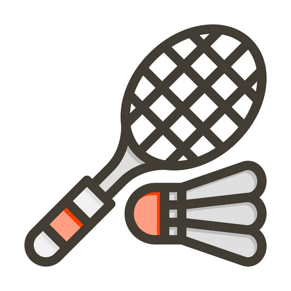 Ícone Cores Enchidas Linha Grossa Vetor Badminton Para Uso Pessoal — Vetor de Stock