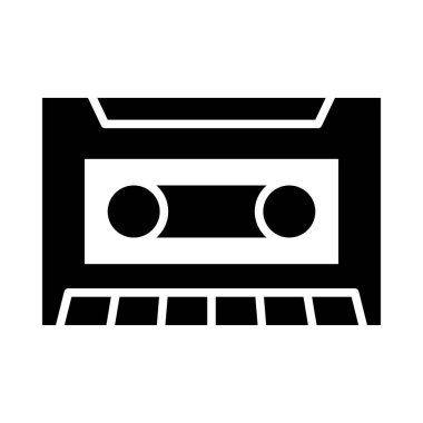 Kişisel ve Ticari Kullanım İçin Kaset Kaset Vektörü Glyph Simgesi