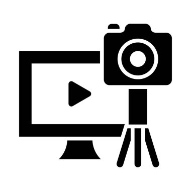 Kişisel ve Ticari Kullanım İçin Video Blogger Vektör Glyph Simgesi