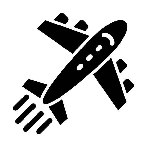 Icono Del Glifo Del Vector Del Avión Para Uso Personal — Archivo Imágenes Vectoriales