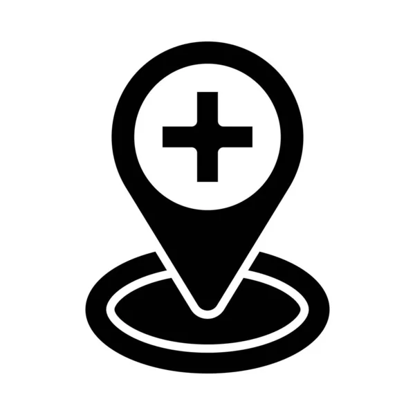 Ubicación Del Hospital Vector Glyph Icon Para Uso Personal Comercial — Vector de stock