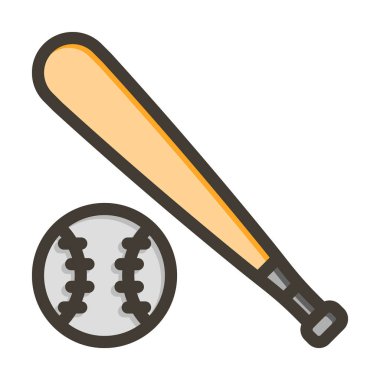 Kişisel ve ticari kullanım için Renk Simgesi Doldurulmuş Beyzbol Vektörü Kalın Çizgisi