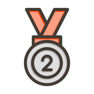 Kişisel ve Ticari Kullanım İçin Renk Simgesi Doldurulmuş Gümüş Madalya Kalın Çizgisi