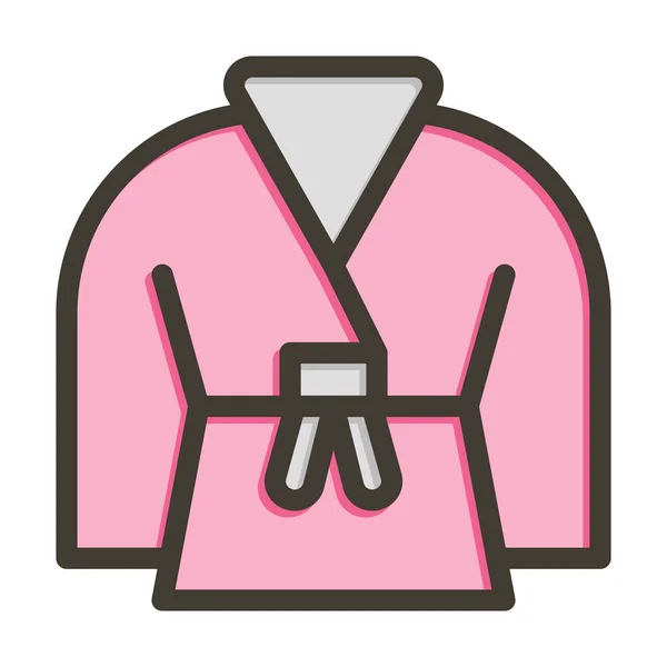 Kimono Vector Gruba Linia Wypełniona Kolorami Ikona Użytku Osobistego Handlowego — Wektor stockowy