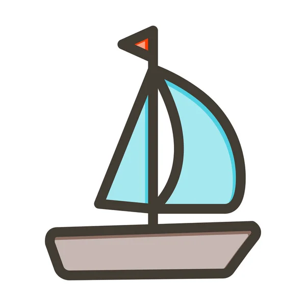 Sailing Vector Thick Line Colors Icon Für Den Persönlichen Und — Stockvektor