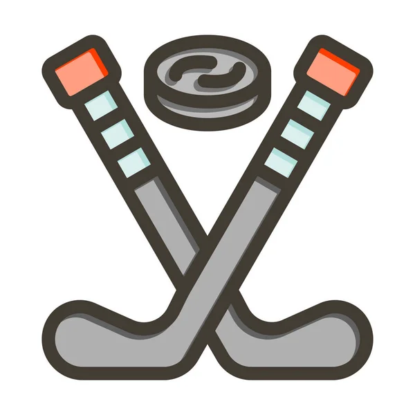 Icône Remplie Couleurs Ligne Épaisse Vecteur Hockey Sur Glace Pour — Image vectorielle