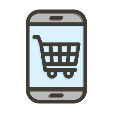 Çevrimiçi Dükkan Vektörü Kalın Çizgisi Kişisel ve Ticari Kullanım İçin Renk Simgesi Dolduruldu