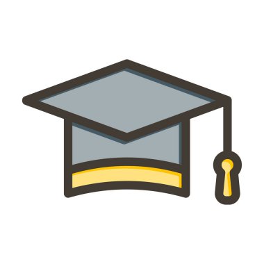 Mortarboard Vektör Kalın Çizgisi Kişisel ve Ticari Kullanım İçin Renk Simgesi Dolduruldu