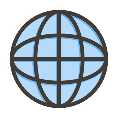 Kişisel ve Ticari Kullanım İçin Renk Simgesi Doldurulmuş Küresel Ağ Vektörü Kalın Çizgisi