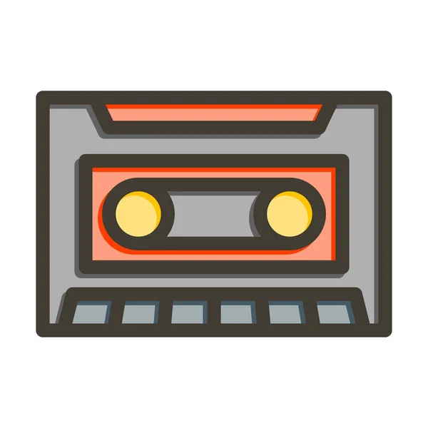 Cassette Tape Vector Thick Line Filled Colors Icon Personal Commercial — Stock Vector