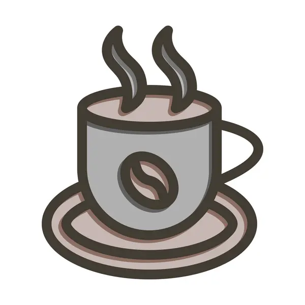 個人的および商業使用のためのコーヒー ベクターの厚いラインによって満たされる色のアイコン — ストックベクタ