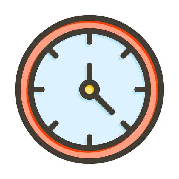Reloj Vector Línea Gruesa Llena Colores Icono Para Uso Personal — Archivo Imágenes Vectoriales