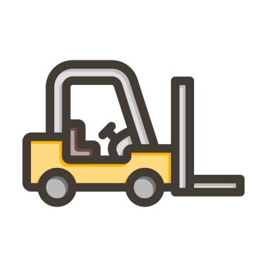 Forklift Vektör Kalın Çizgisi Kişisel ve Ticari Kullanım için Renk Simgesi Dolduruldu