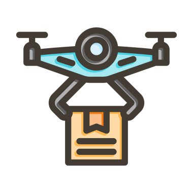 Drone Vektör Kalın Çizgisi Kişisel ve Ticari Kullanım için Renk Simgesi Dolduruldu