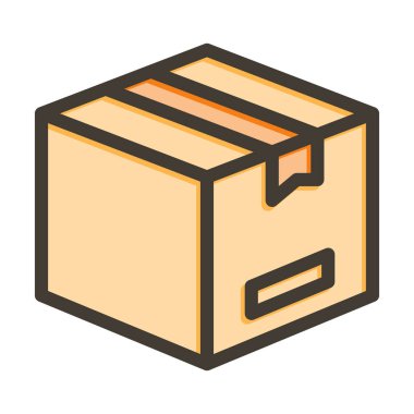 Kişisel ve Ticari Kullanım İçin Renk Simgesi Doldurulmuş Kutu Vektörü Kalın Çizgisi