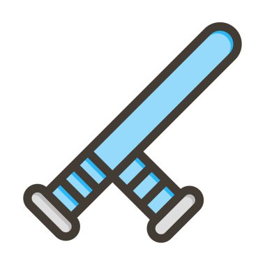 Baton Çubuğu Kalın Çizgisi Kişisel ve Ticari Kullanım İçin Renk Simgesi Dolduruldu