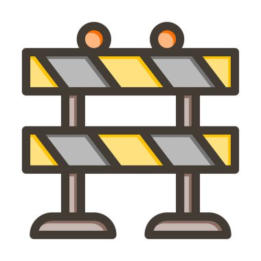 Barikat Vektör Kalın Çizgisi Kişisel ve Ticari Kullanım için Renk Simgesi Dolduruldu