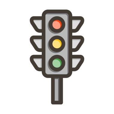 Trafik Işığı Kalın Çizgisi Kişisel ve Ticari Kullanım İçin Renk Simgesi Dolduruldu