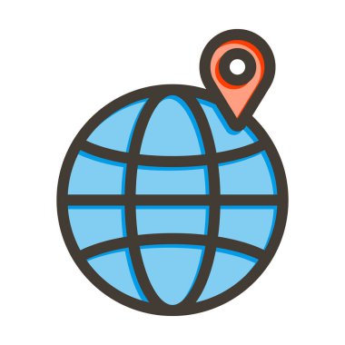 Kişisel ve Ticari Kullanım İçin Renk Simgesi Doldurulmuş Küresel Vektör Kalın Çizgisi