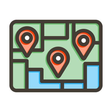 Kişisel ve Ticari Kullanım İçin Renk Simgesi Doldurulmuş Çoklu POI Vektör Çizgisi