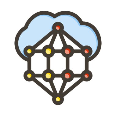 Nano Bulut Vektörü Kalın Çizgisi Kişisel ve Ticari Kullanım İçin Renk Simgesi Dolduruldu