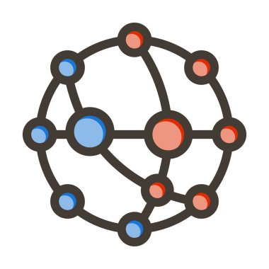 Nanoteknoloji Vektör Kalın Çizgisi Kişisel ve Ticari Kullanım İçin Renk Simgesi Dolduruldu