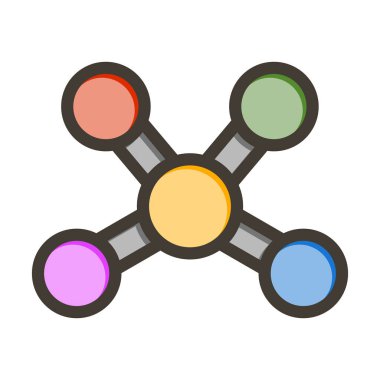 Kişisel ve Ticari Kullanım İçin Renk Simgesi Doldurulmuş Molekül Vektör Kalın Çizgisi