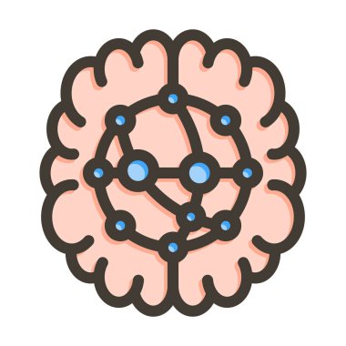 Kişisel ve Ticari Kullanım İçin Renk Simgesi Doldurulmuş Yapay Zeka Vektör Çizgisi