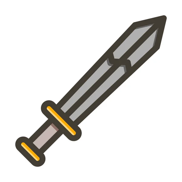 Broken Sword Vector Thick Line Colors Icon Für Den Persönlichen — Stockvektor
