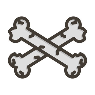 Kişisel ve ticari kullanım için Renk Simgesi Doldurulmuş Kemik Vektörü Kalın Çizgisi