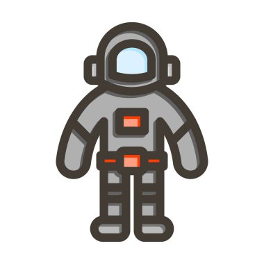 Astronot Uzay Giysisi Kalın Çizgisi Kişisel ve Ticari Kullanım İçin Renk Simgesi Dolduruldu