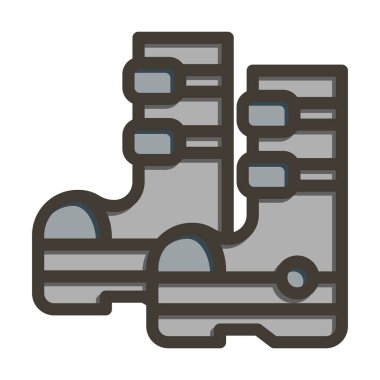 Uzay Çizmeleri Vektör Kalın Çizgisi Kişisel ve Ticari Kullanım için Renk Simgesi Dolduruldu